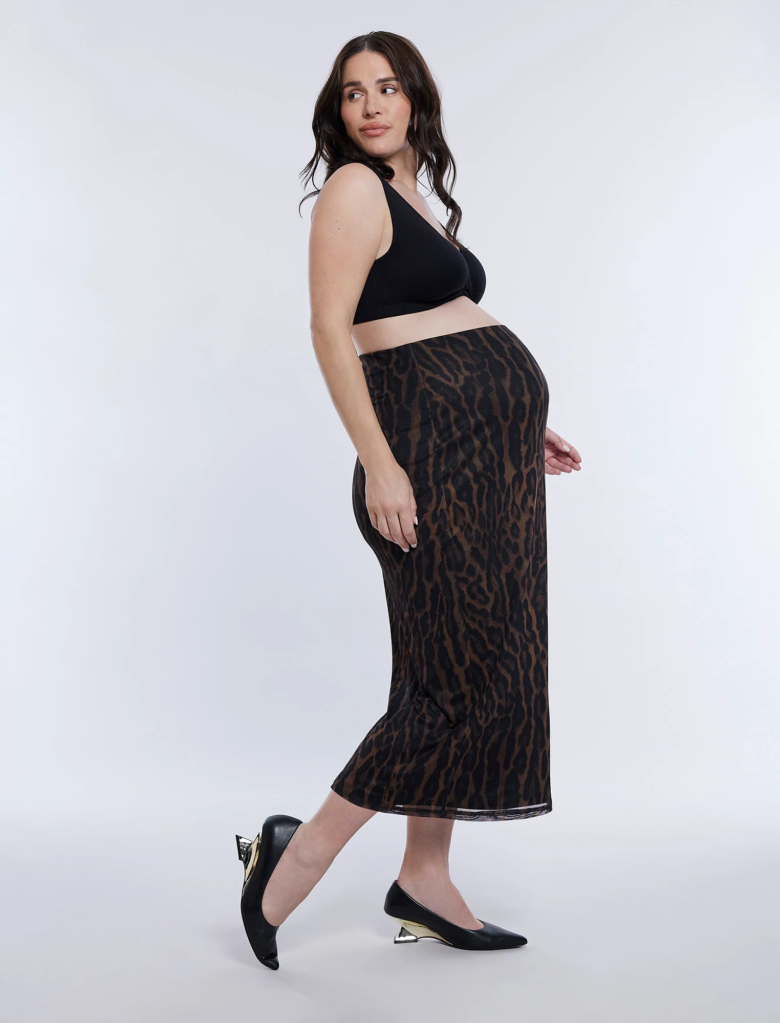 Bodycon Maxi Skirt in Mesh - Image 3