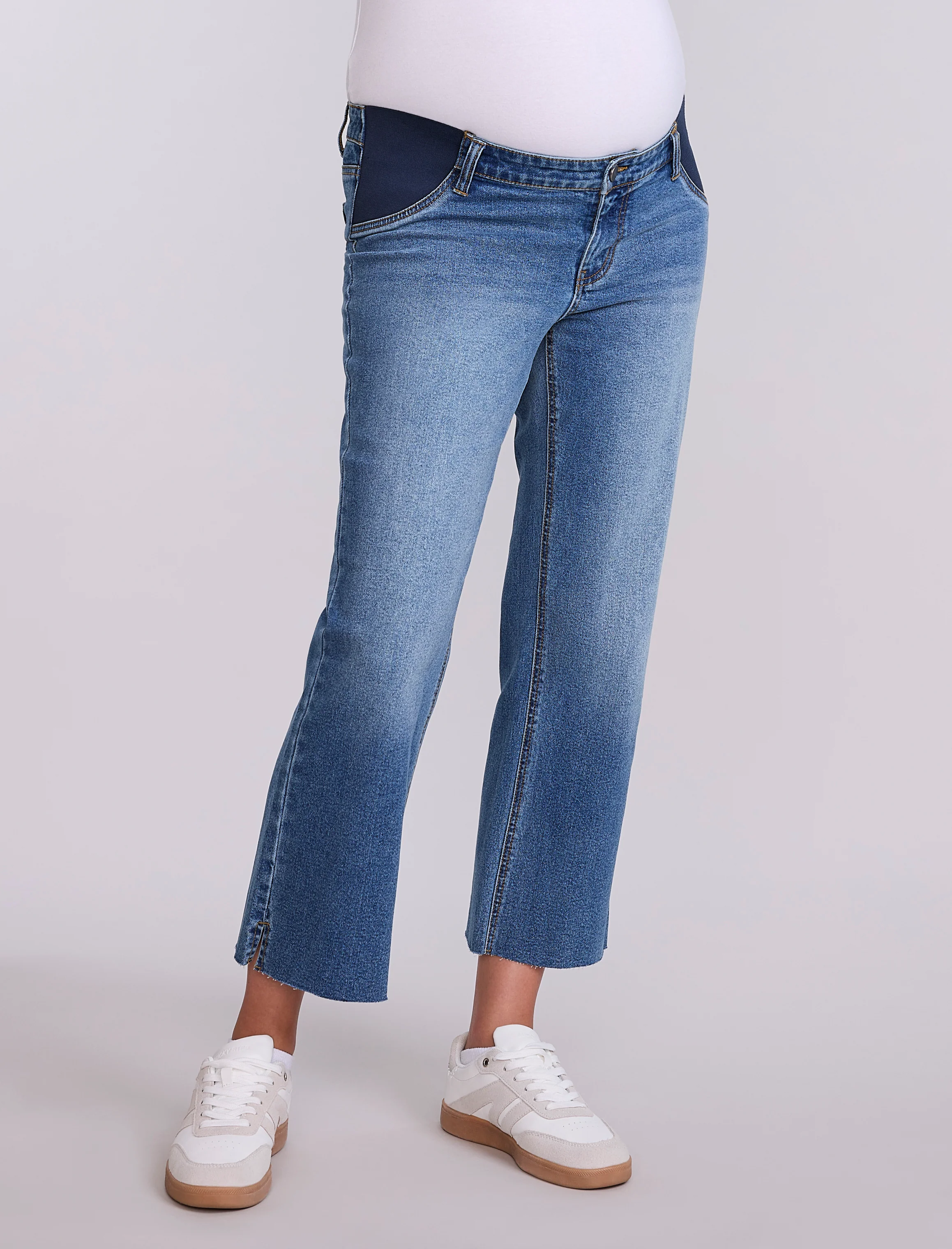 Crop Wide Leg Jeans with Elastic Pocket Inserts - Image 3