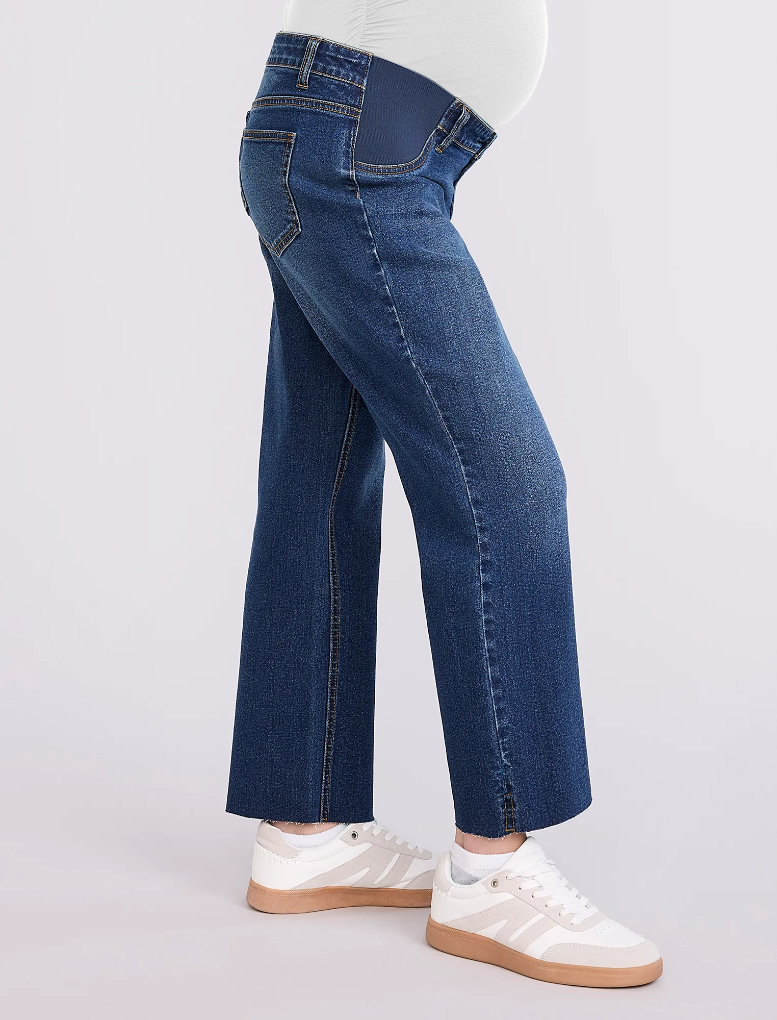 Crop Wide Leg Jeans with Elastic Pocket Inserts - Image 3