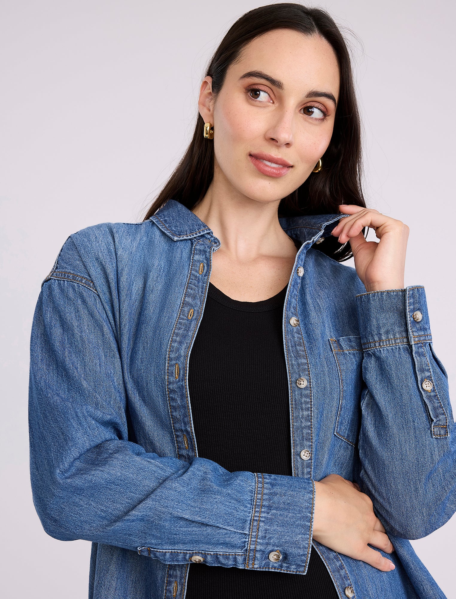 Denim Maternity Shirt - Image 4