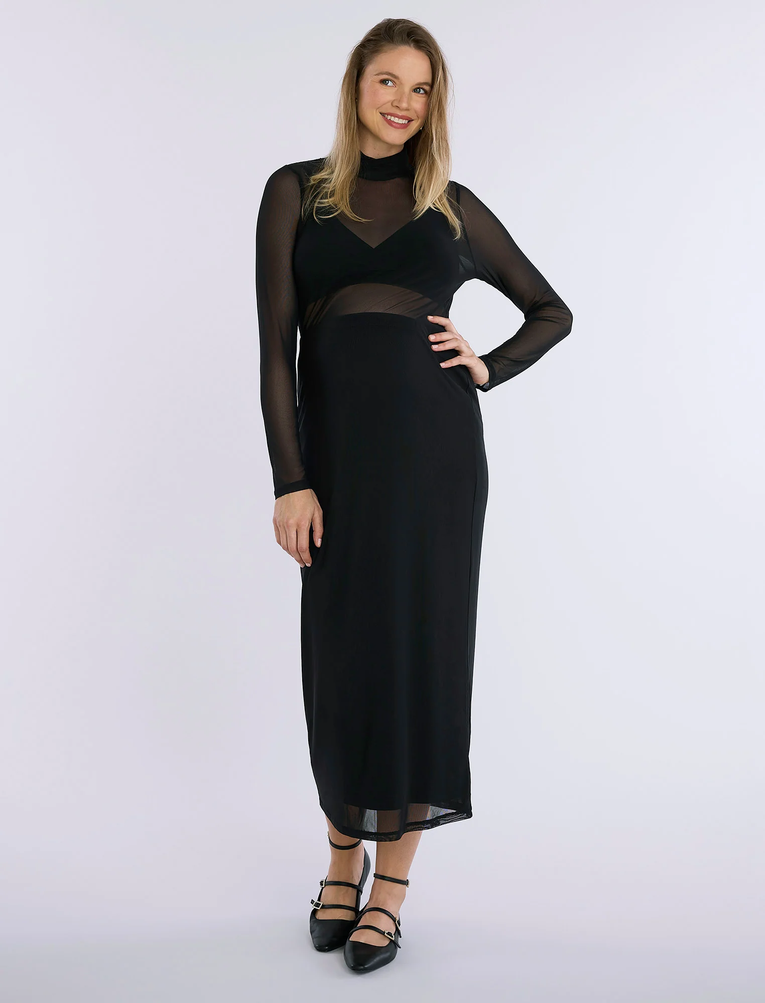 Long Sleeve Bodycon Top in Mesh - Image 3