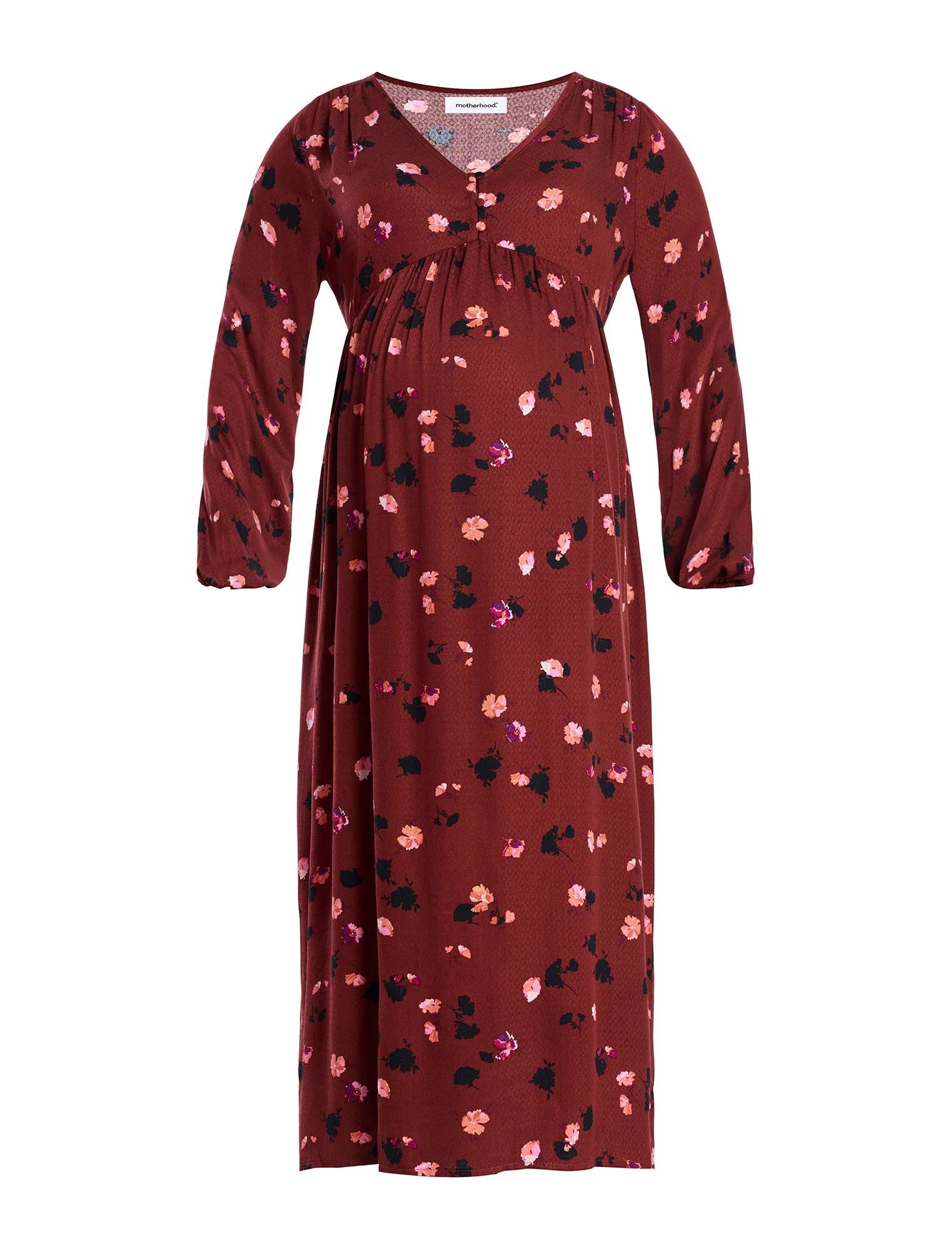 Long Sleeve Button Front Midi Dress - Image 5