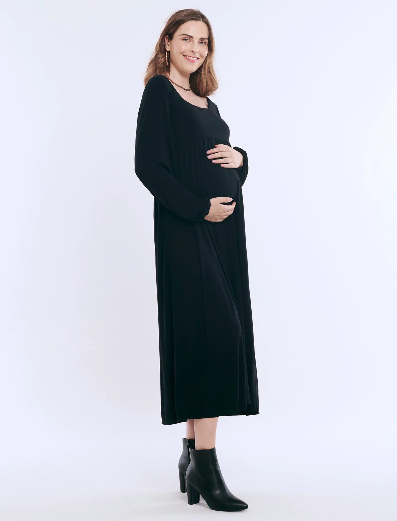 Long Sleeve Empire Waist Maxi Dress - Image 3