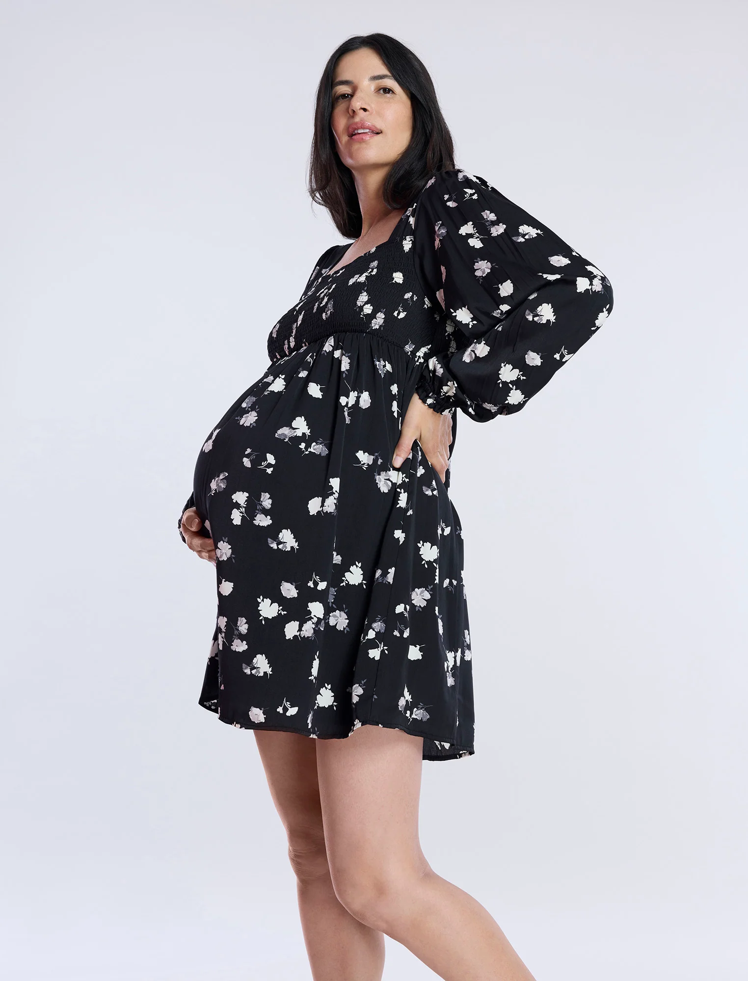 Long Sleeve Smocked Babydoll Dress - Image 4