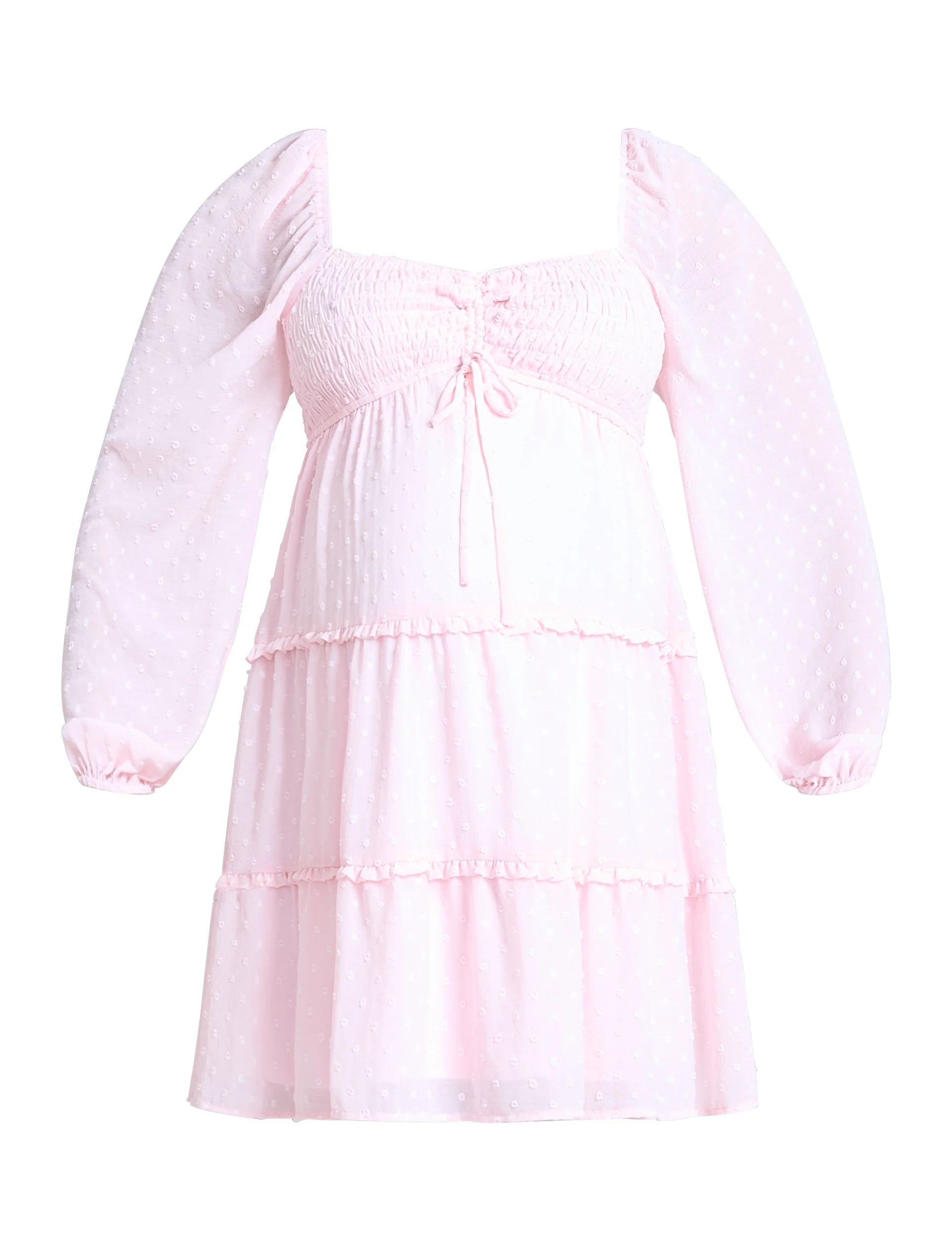 Long Sleeve Tie Tiered Dress - Image 6
