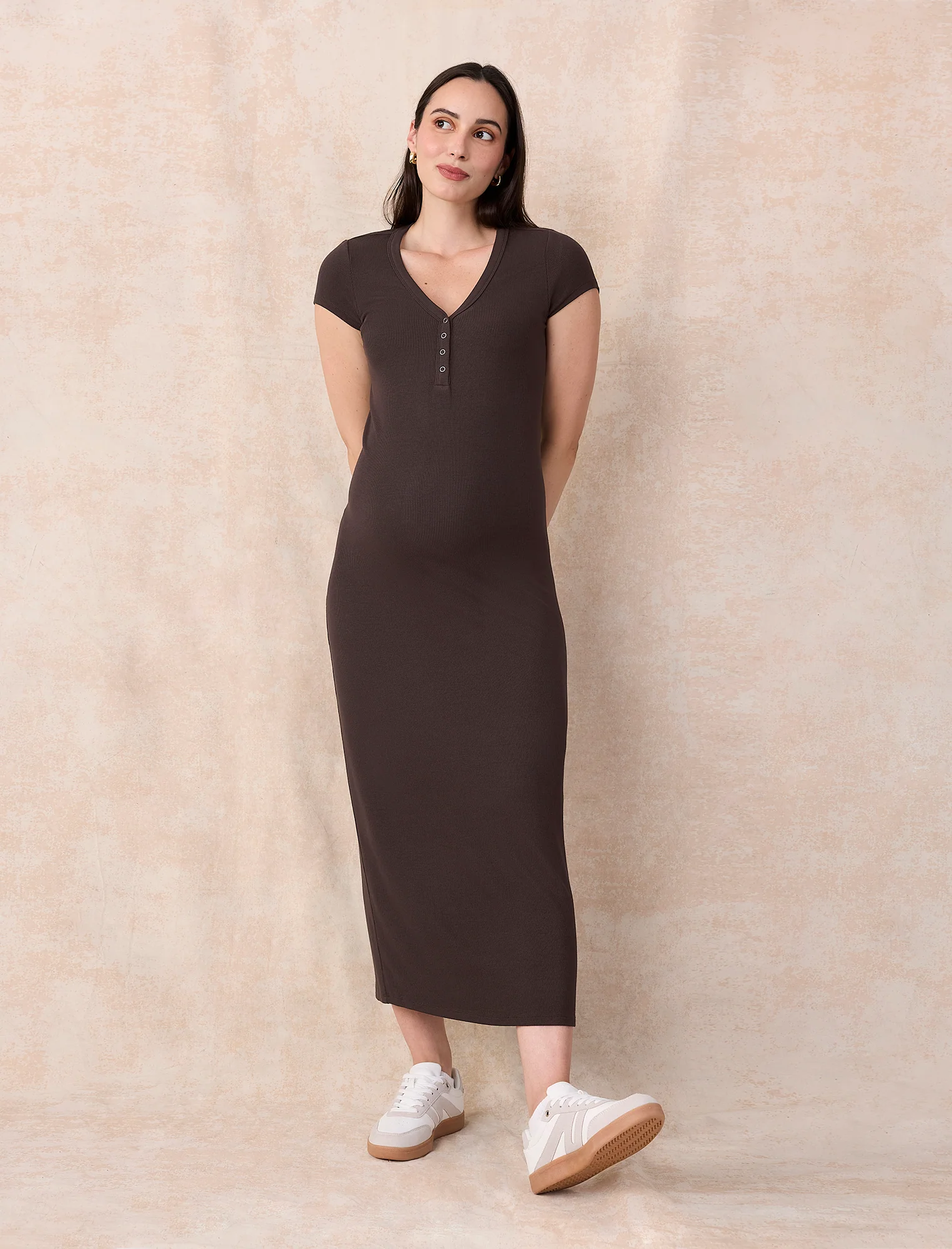 Maternity Henley Bodycon Maxi Dress - Image 7