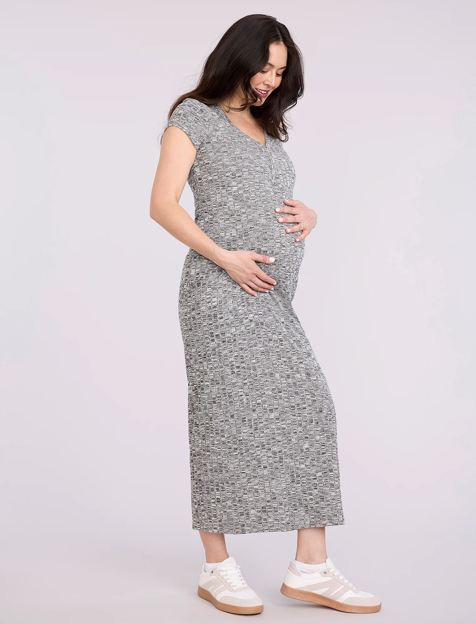 Maternity Henley Bodycon Maxi Dress - Image 3