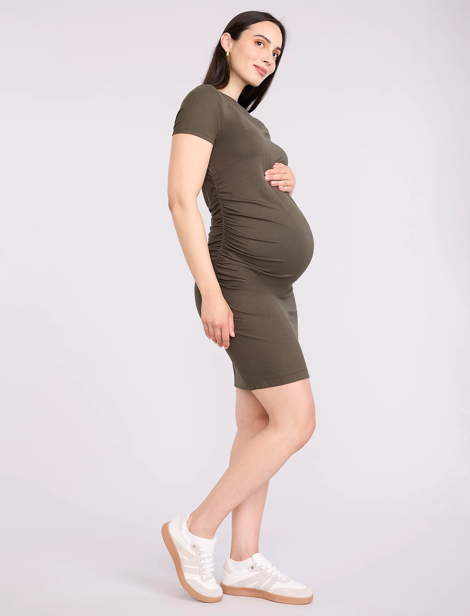 Maternity Ruched Bodycon Mini Dress - Image 3