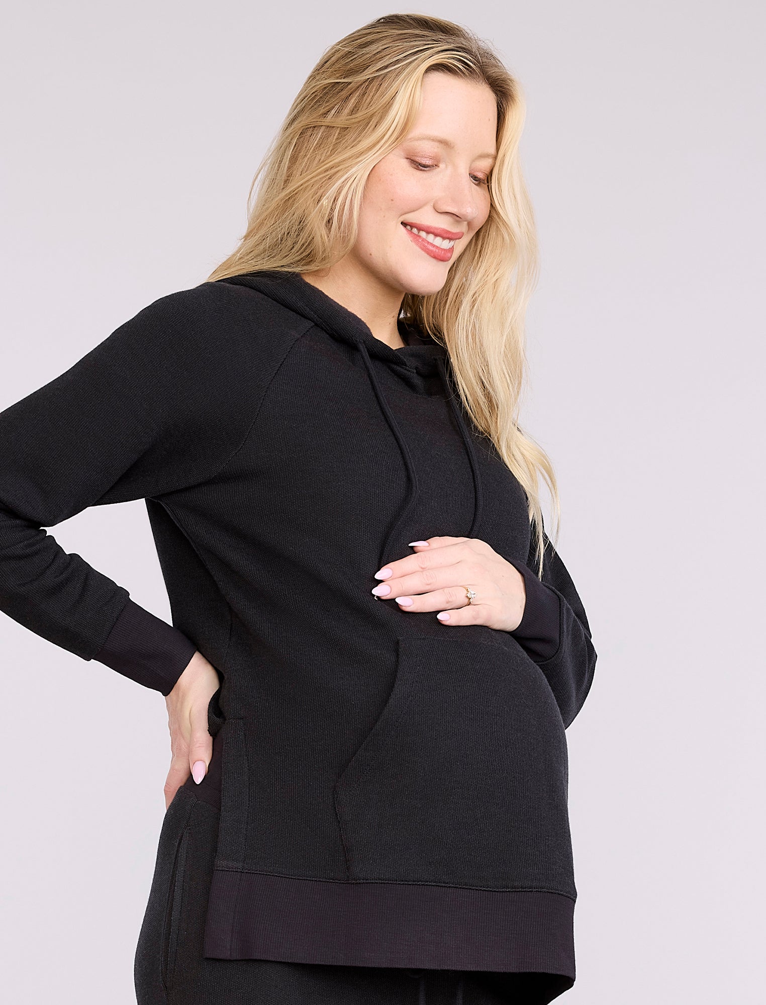 Maternity Tunic Hoodie with Side Slits - Image 3