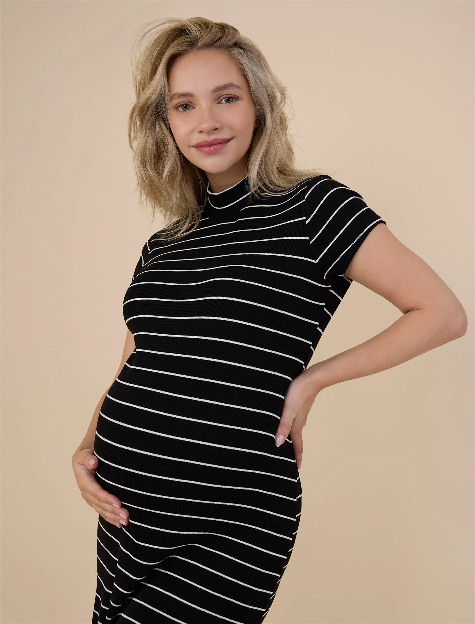 Mock Neck Rib Midi Dress - Image 8