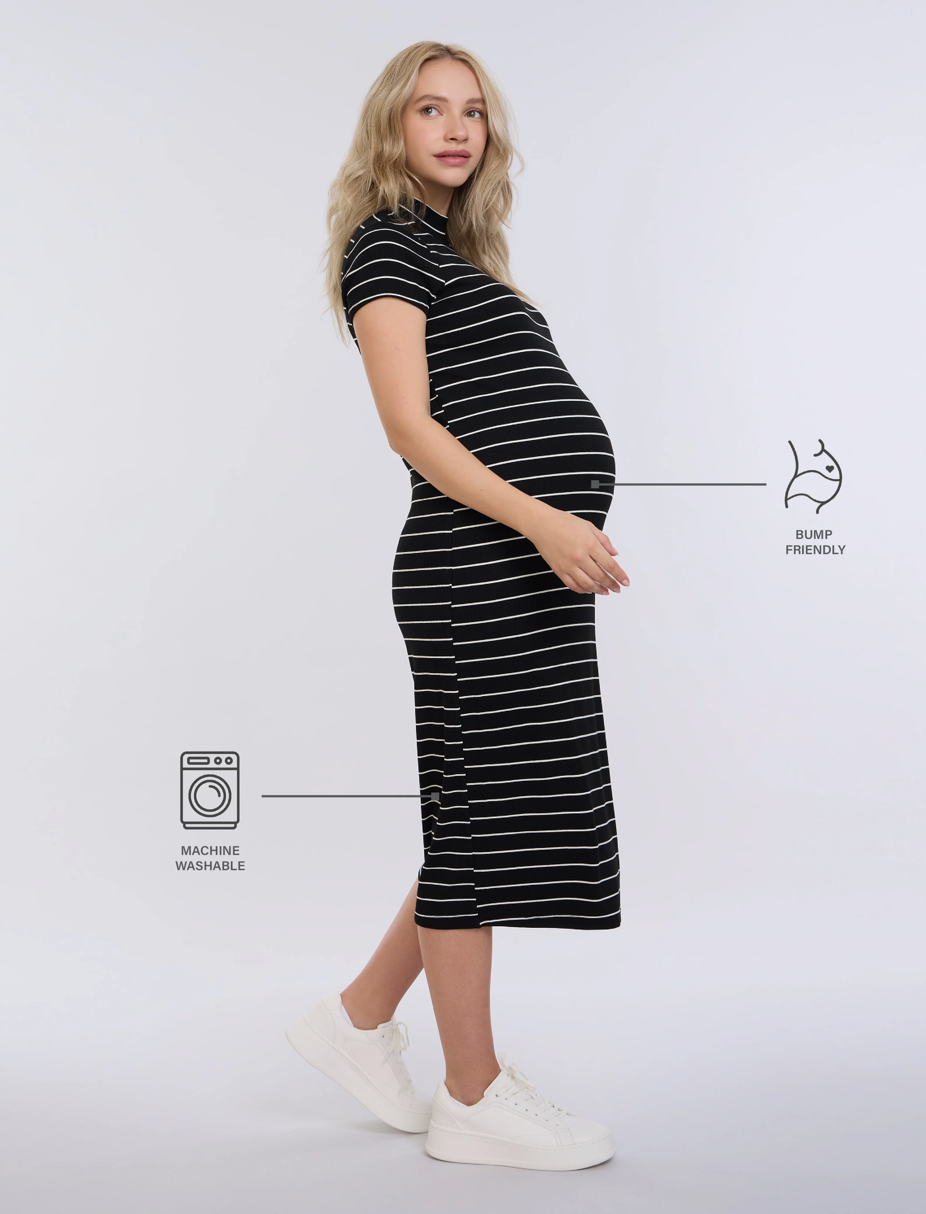 Mock Neck Rib Midi Dress - Image 9