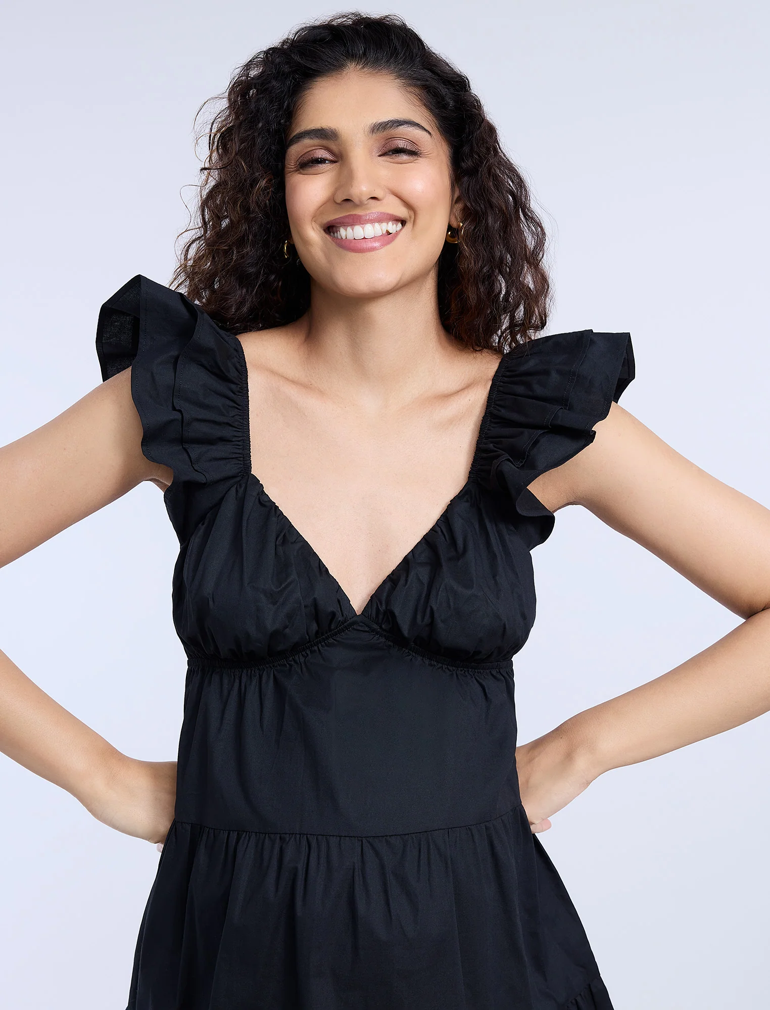 Short Sleeve Flutter Sleeve Dress - Image 4