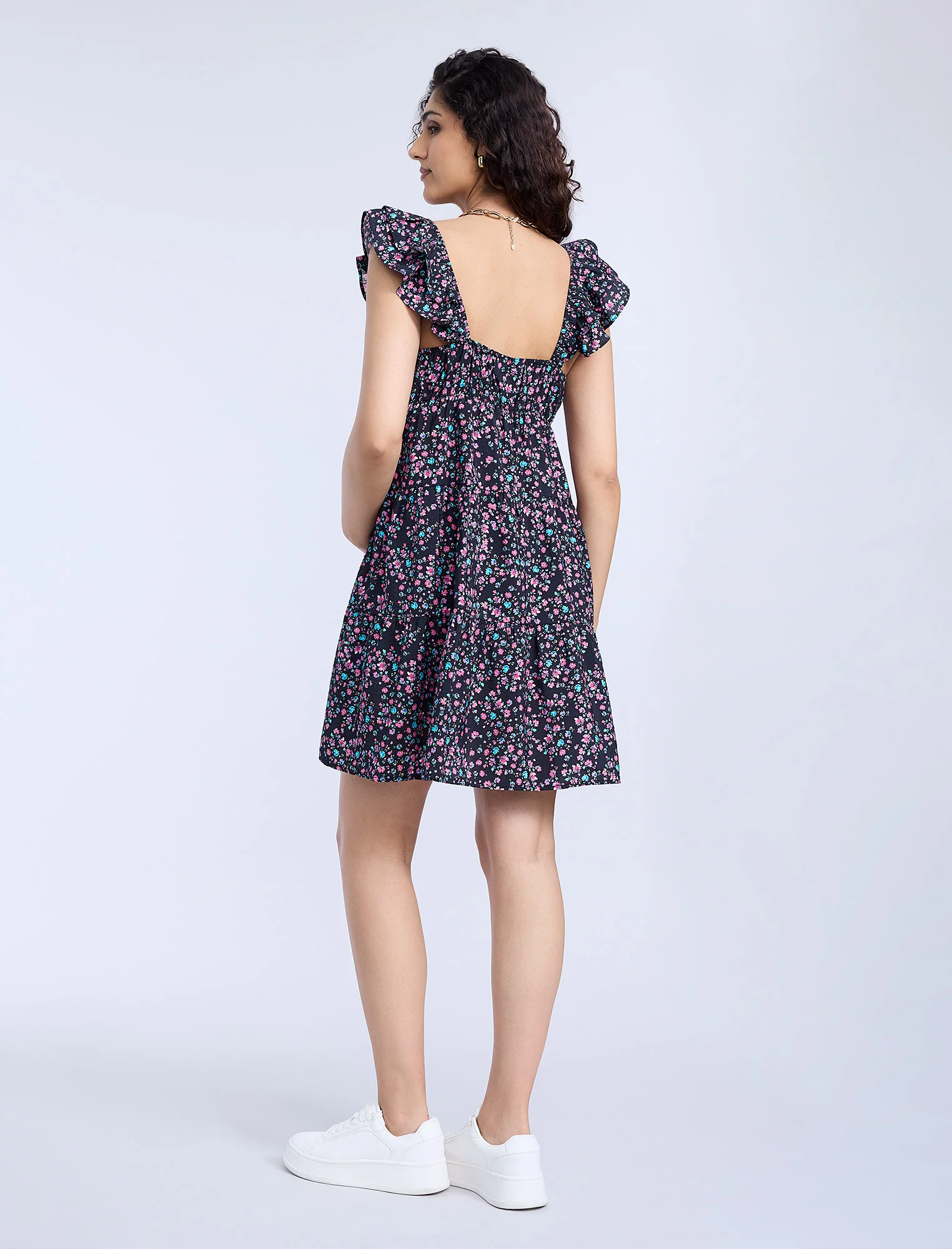 Short Sleeve Flutter Sleeve Dress - Image 2