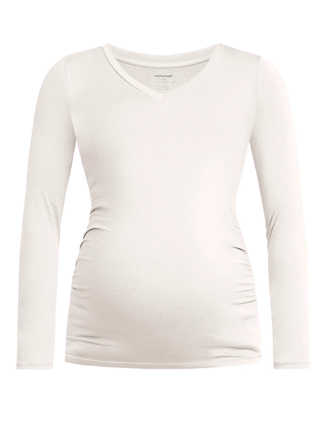 Side Ruched Long Sleeve V-Neck Maternity Tee - Image 6