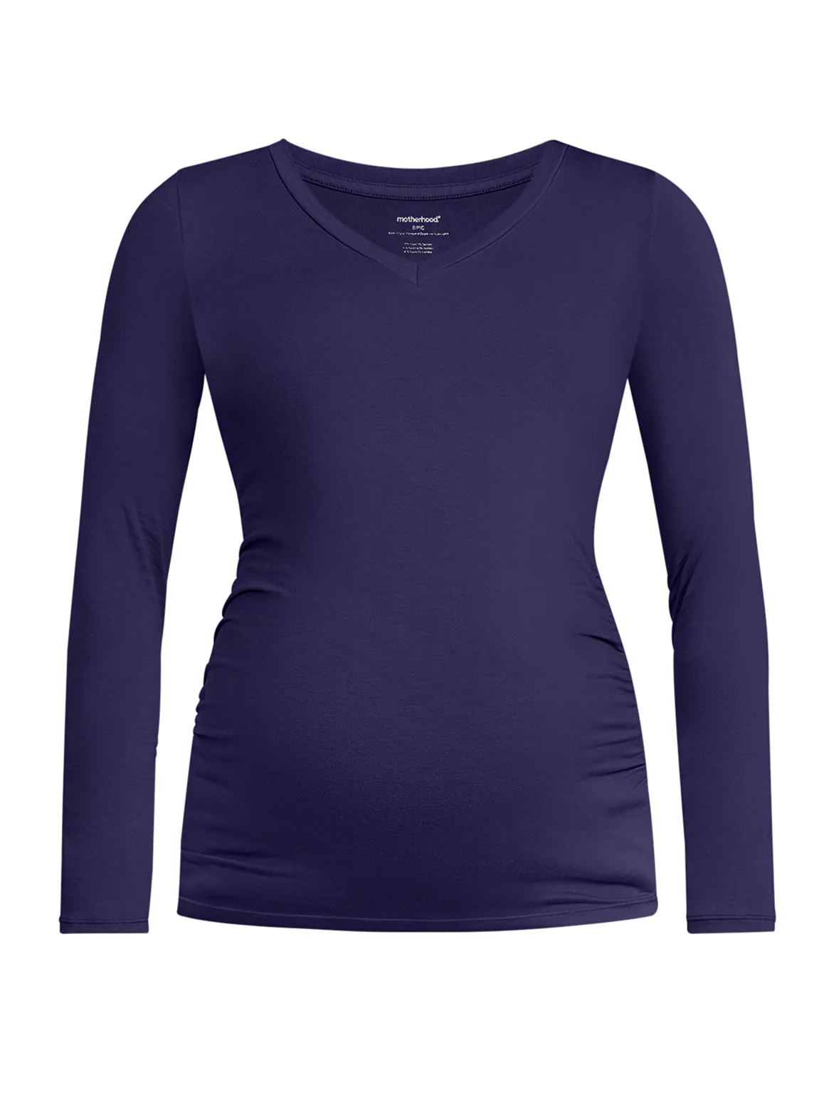 Side Ruched Long Sleeve V-Neck Maternity Tee - Image 6
