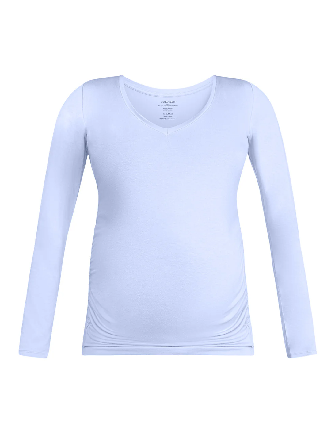 Side Ruched Long Sleeve V-Neck Maternity Tee - Image 6