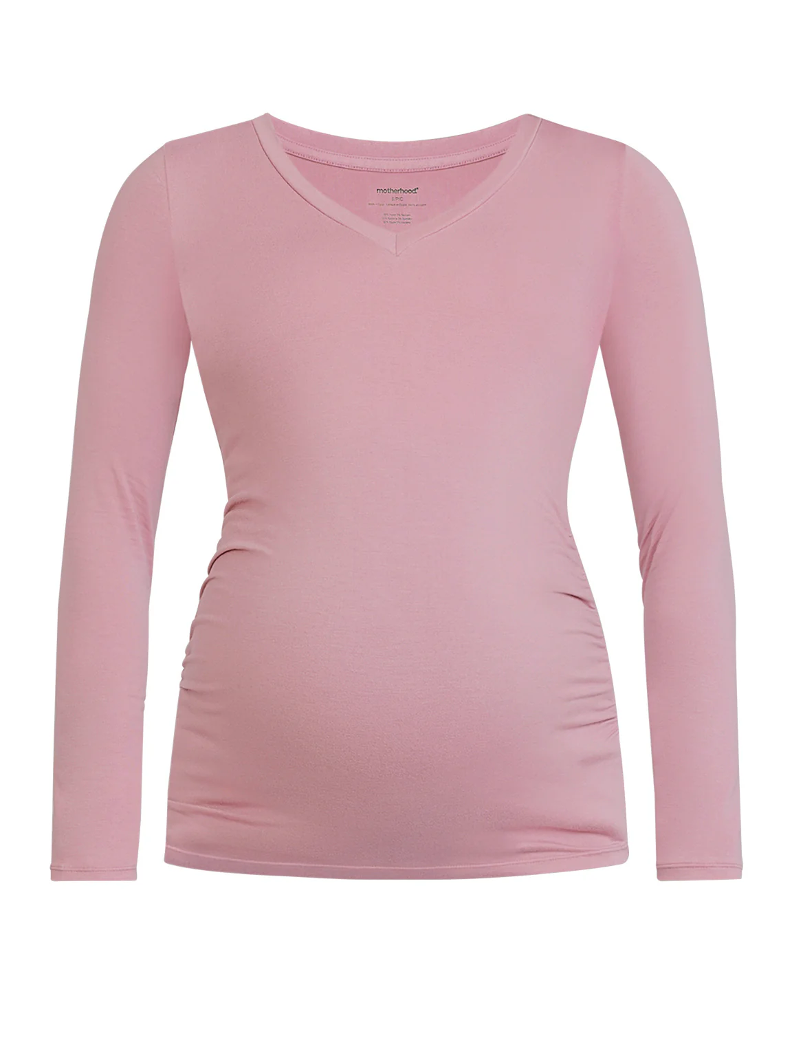 Side Ruched Long Sleeve V-Neck Maternity Tee - Image 6