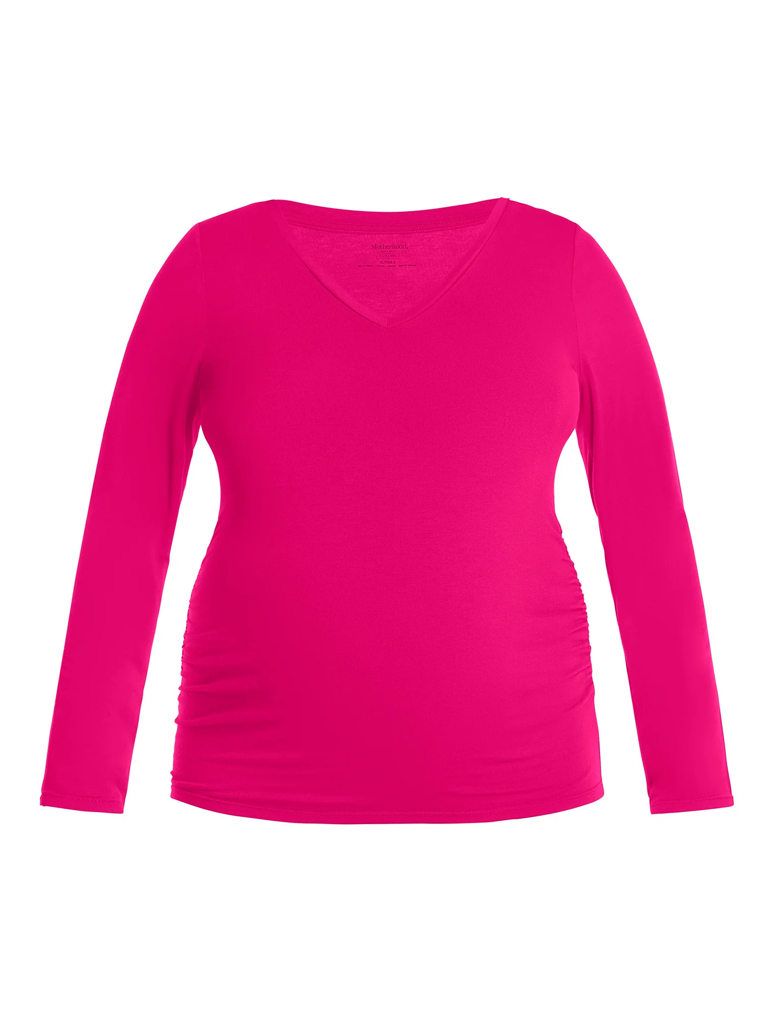 Side Ruched Long Sleeve V-Neck Maternity Tee - Image 5