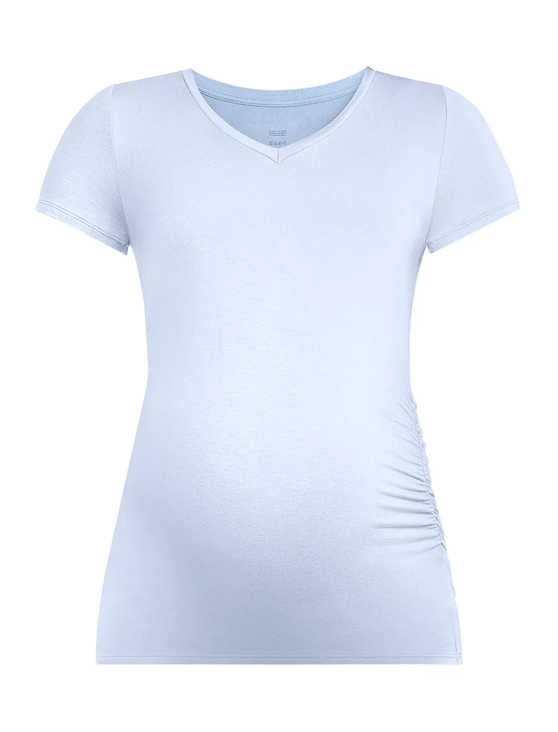 Side Ruched Short Sleeve V-Neck  Maternity Tee - Image 6