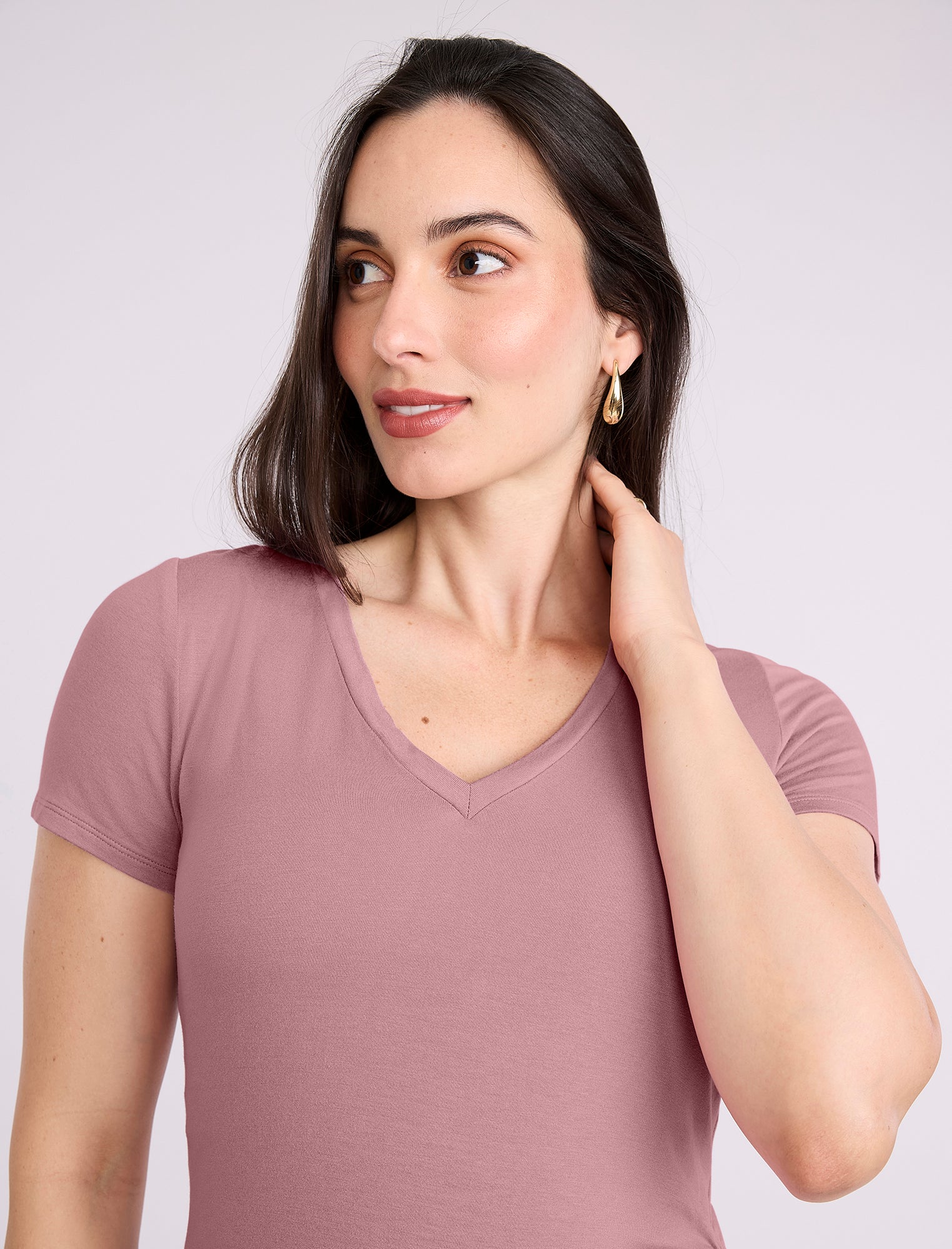 Side Ruched Short Sleeve V-Neck  Maternity Tee - Image 4
