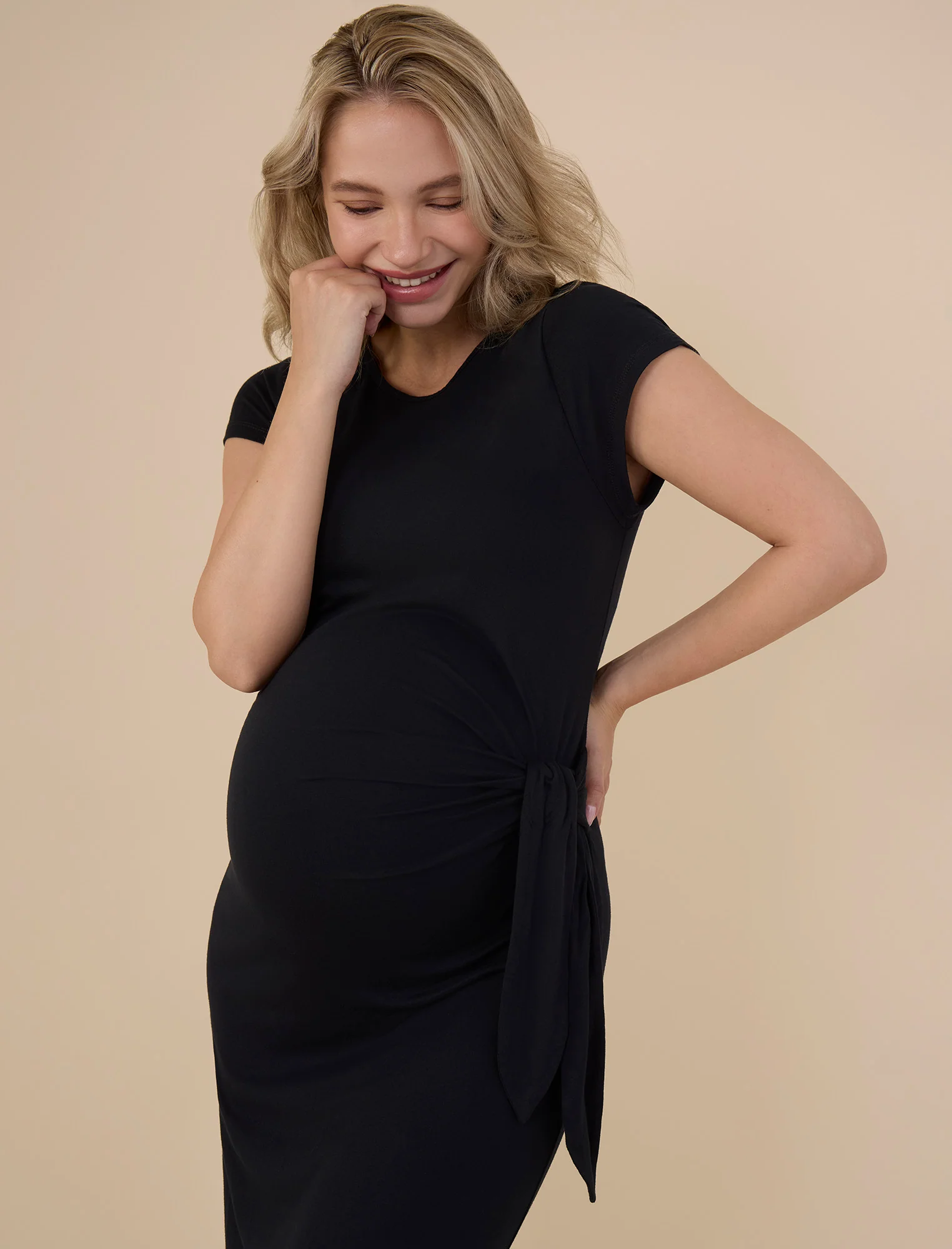 Side Tie Jersey Midi Dress - Image 7