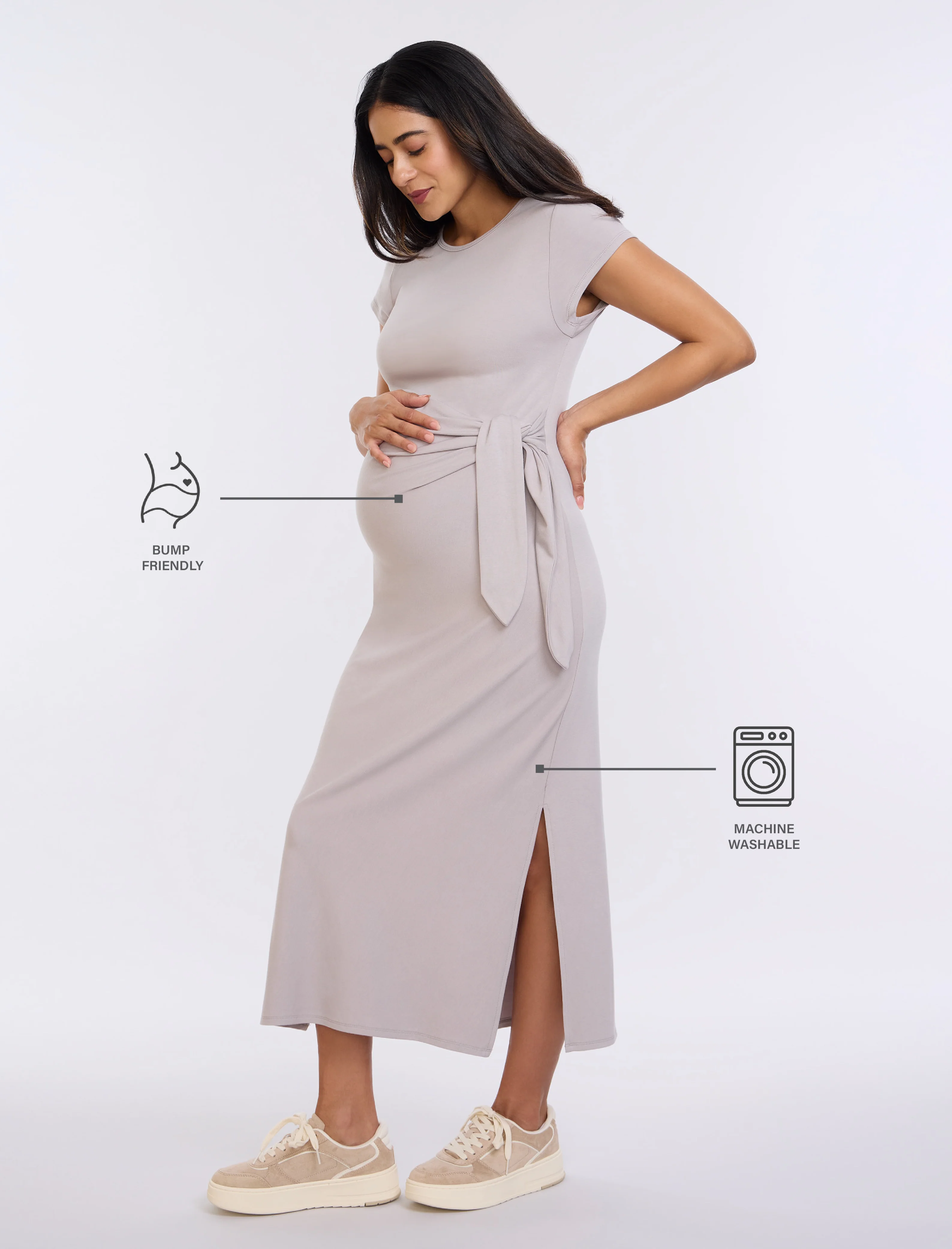 Side Tie Jersey Midi Dress - Image 8