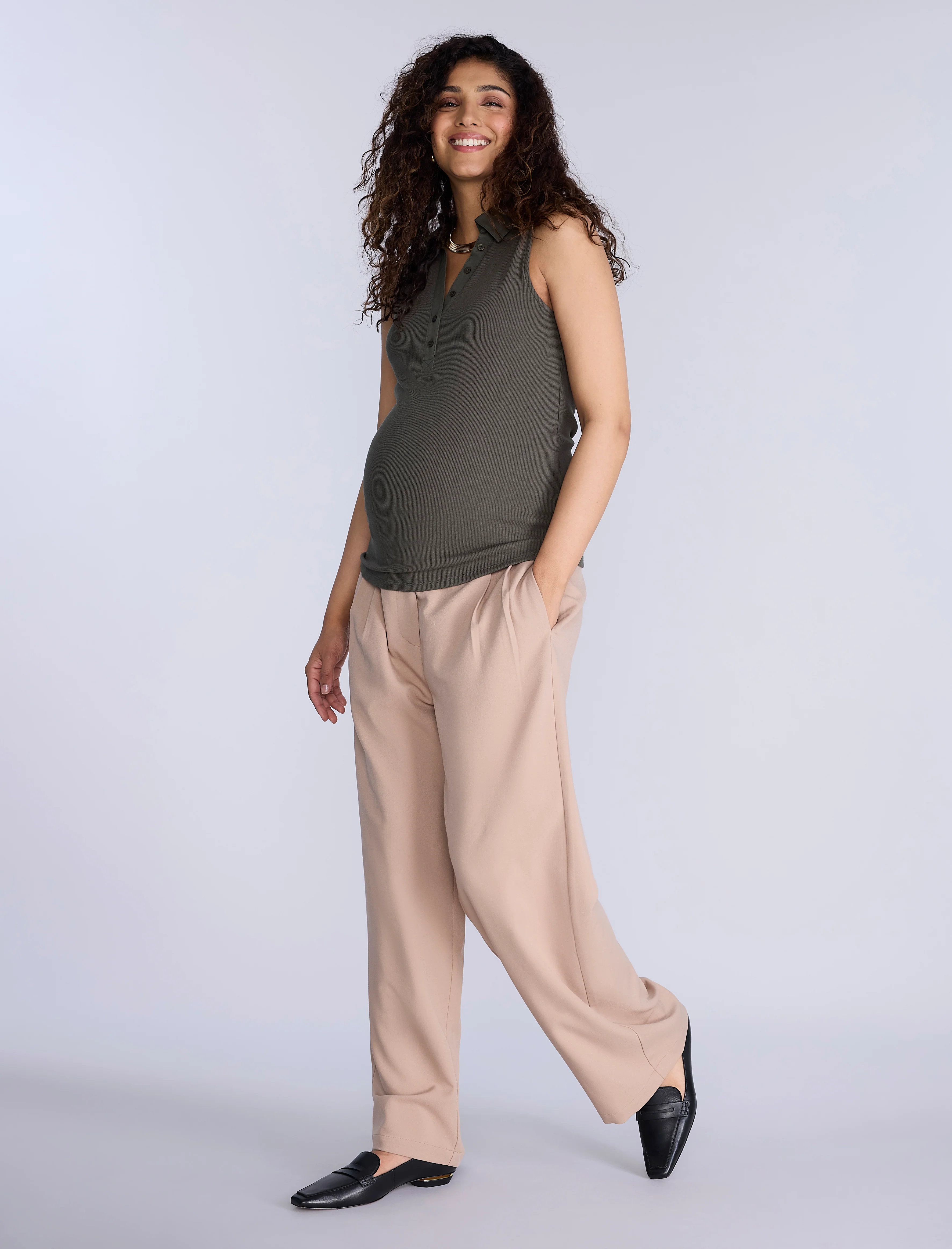 Sleeveless Ribbed Collared Top - Image 3