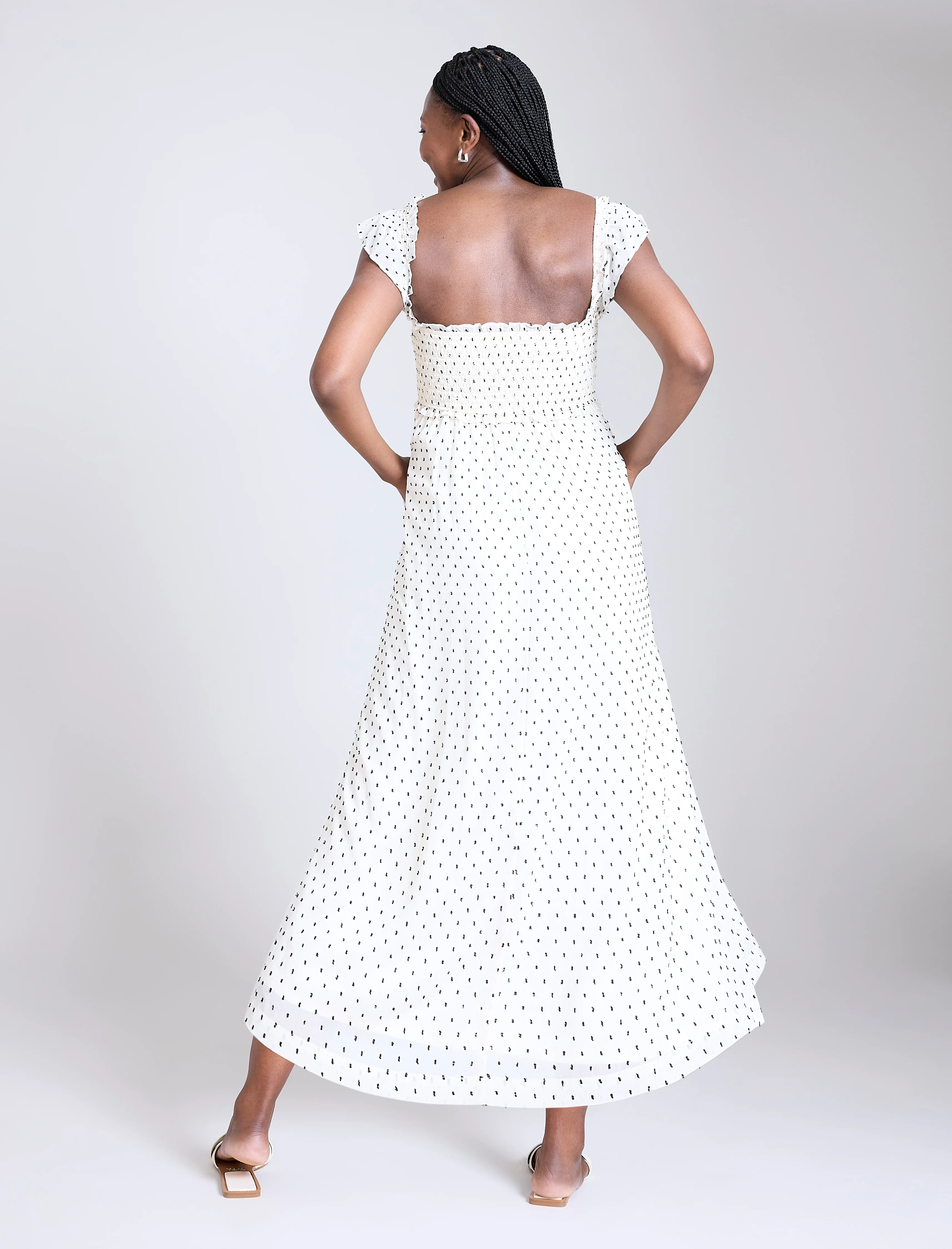 Sleeveless Ruffle Shoulder Smocked Dress - Image 2