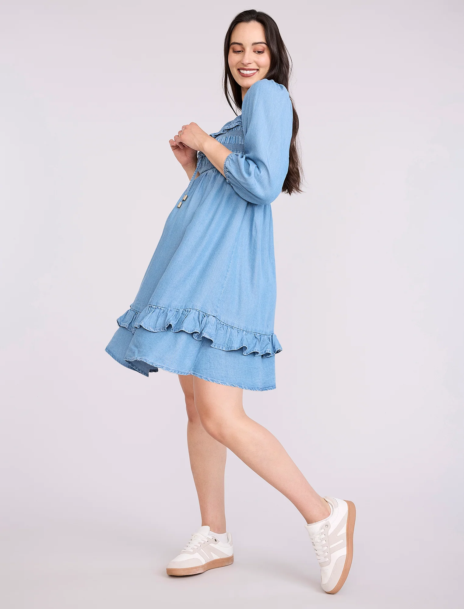 Smocked Baby Doll Mini Dress - Image 3