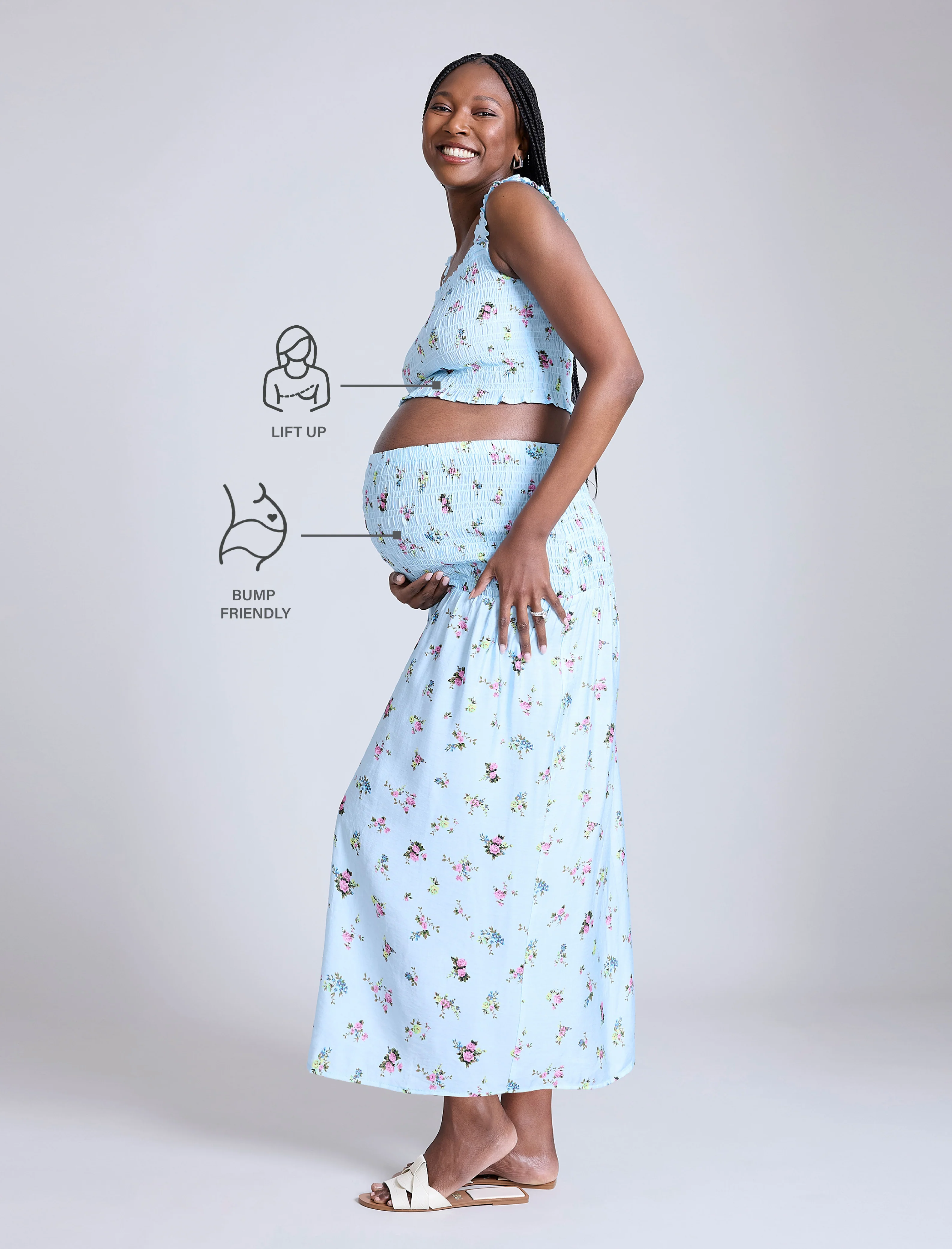 Smocked Crop Top Maxi Skirt Set - Image 10