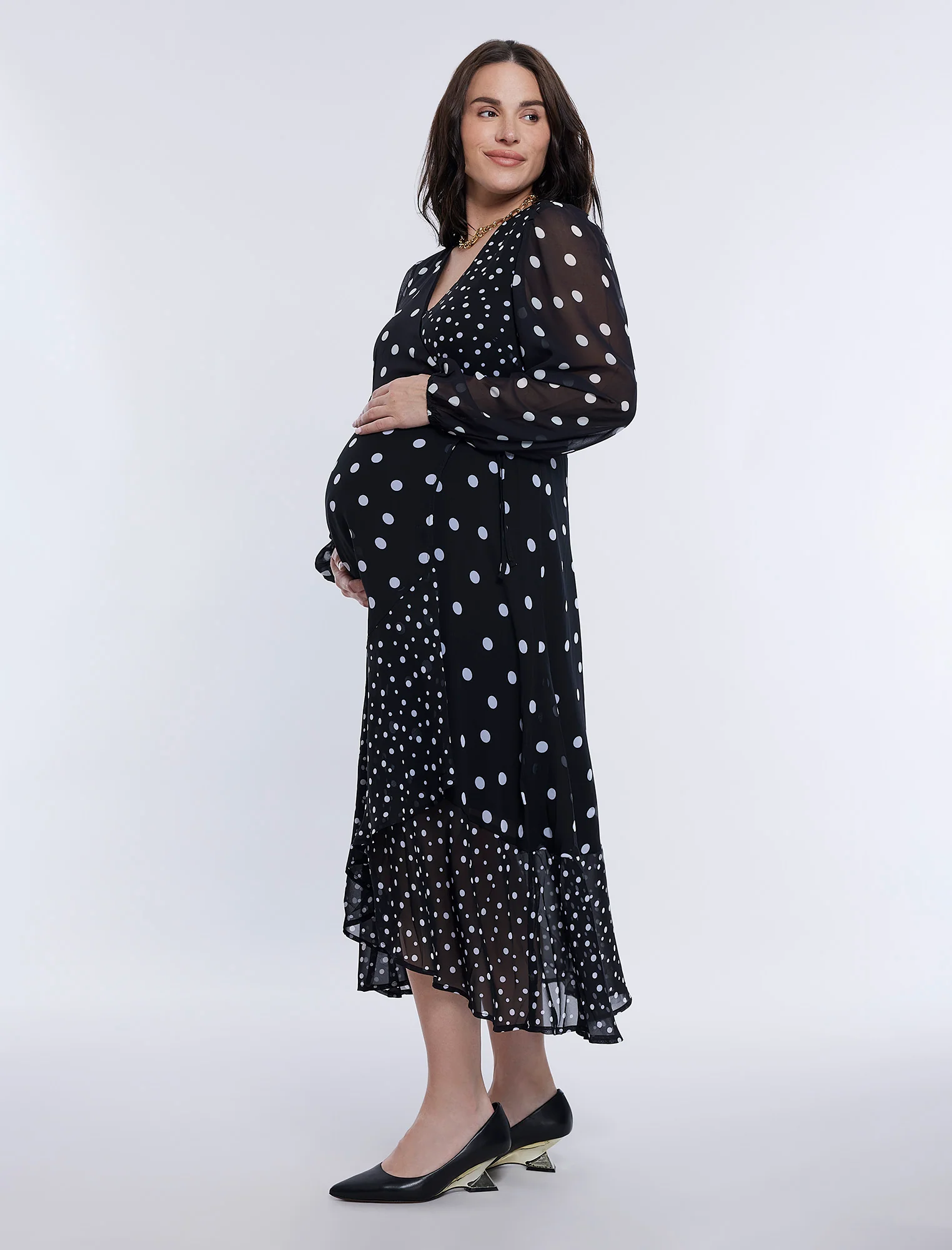Wrap Flounce Midi Dress - Image 3